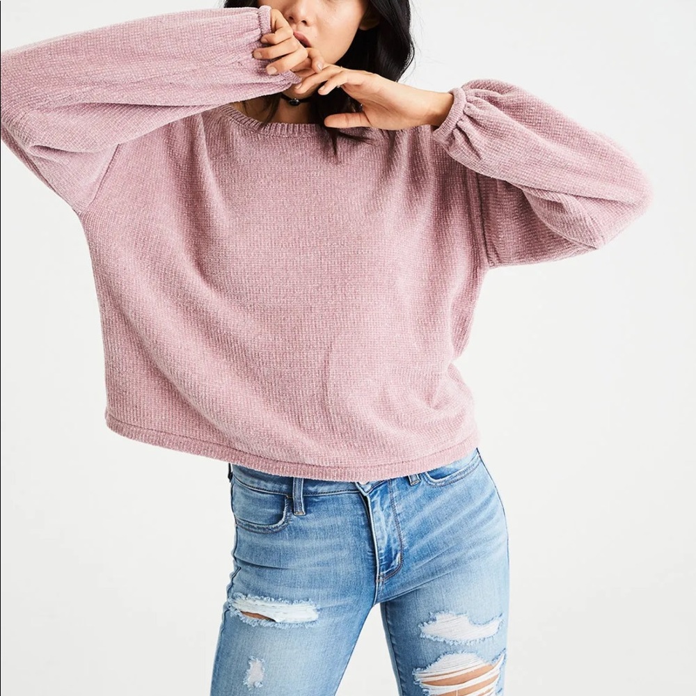 American Eagle Balloon Sleeve Sweater Mauve size small